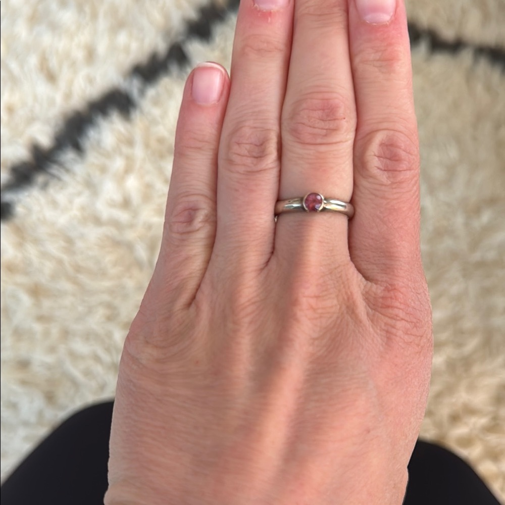 Tiffany & Co Silver and Pink Ring Timeless Elegance